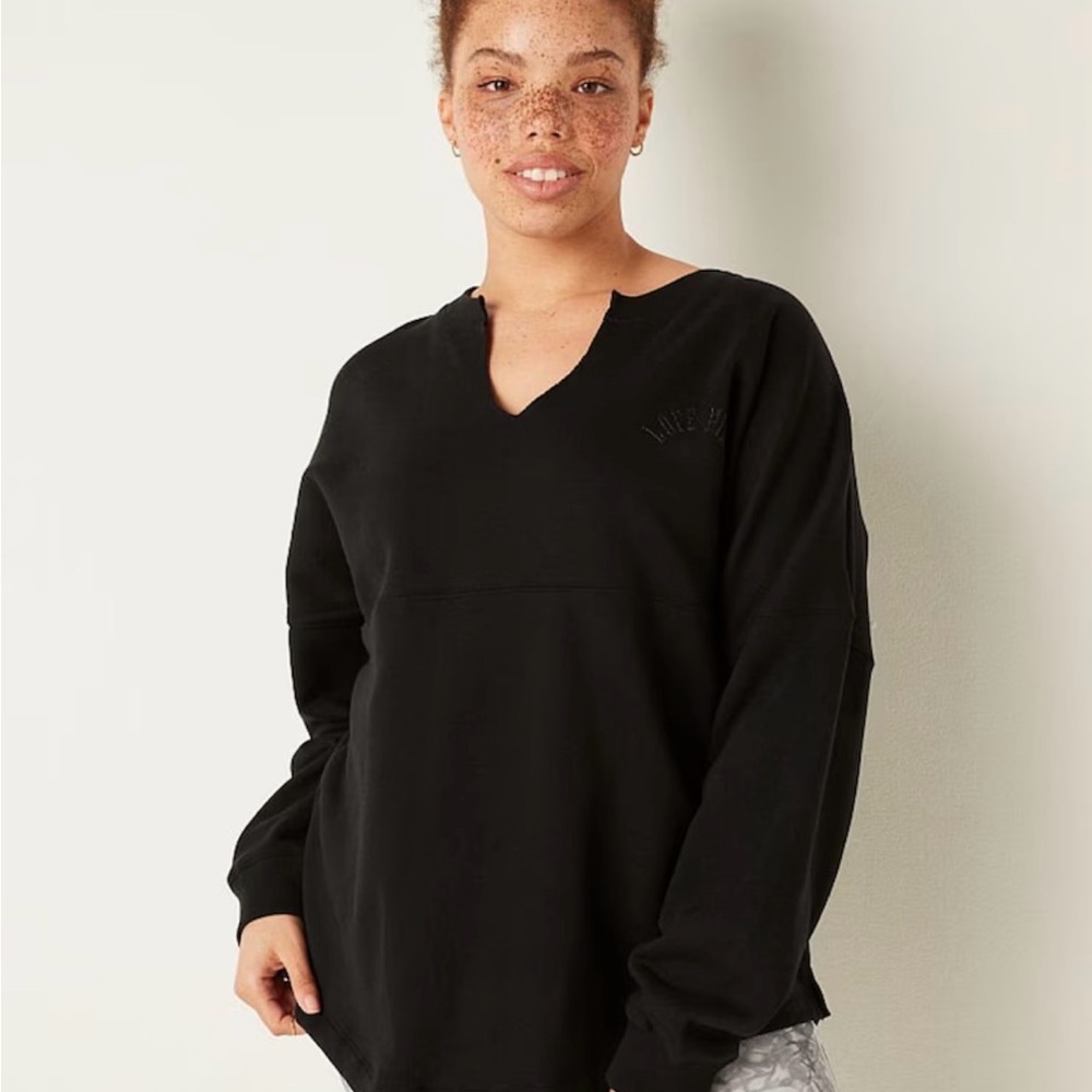 PINK Victoria's Secret Black oversized V-Neck Top